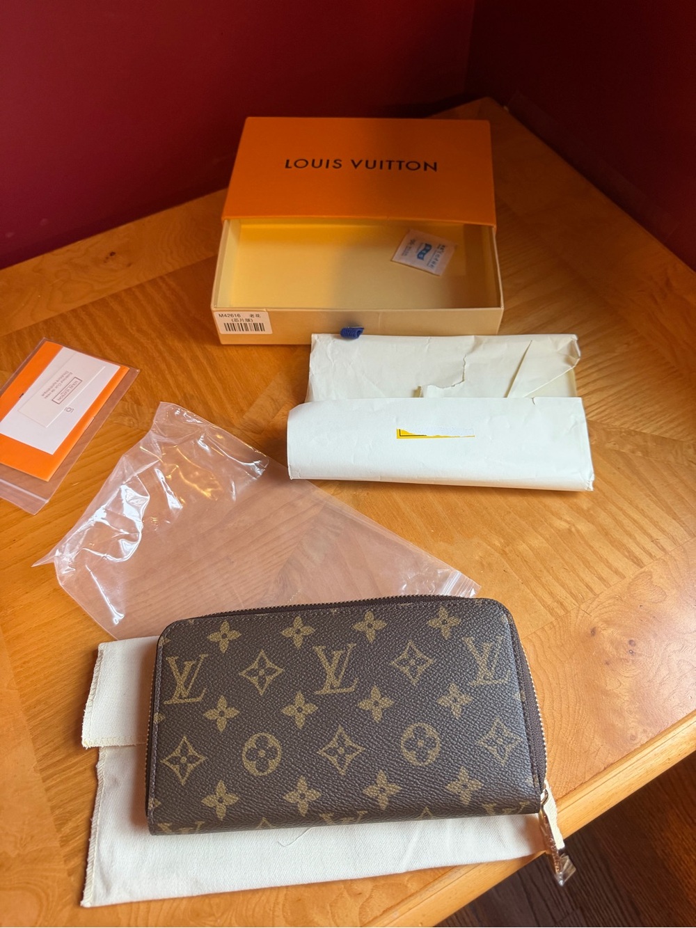 Unbranded Monogram Zippy Wallet in Brown and Tan